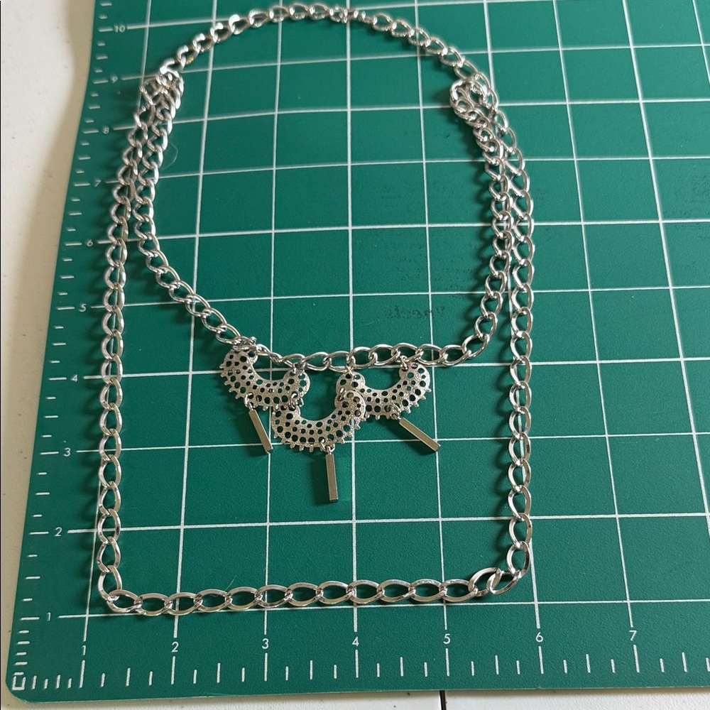 Pristine vintage double chain Elegant Silver (untested)  Chain Necklace MCM - Picture 9 of 12